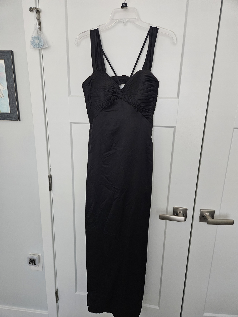 Black Ruched Bust Maxi Dress with Double Straps